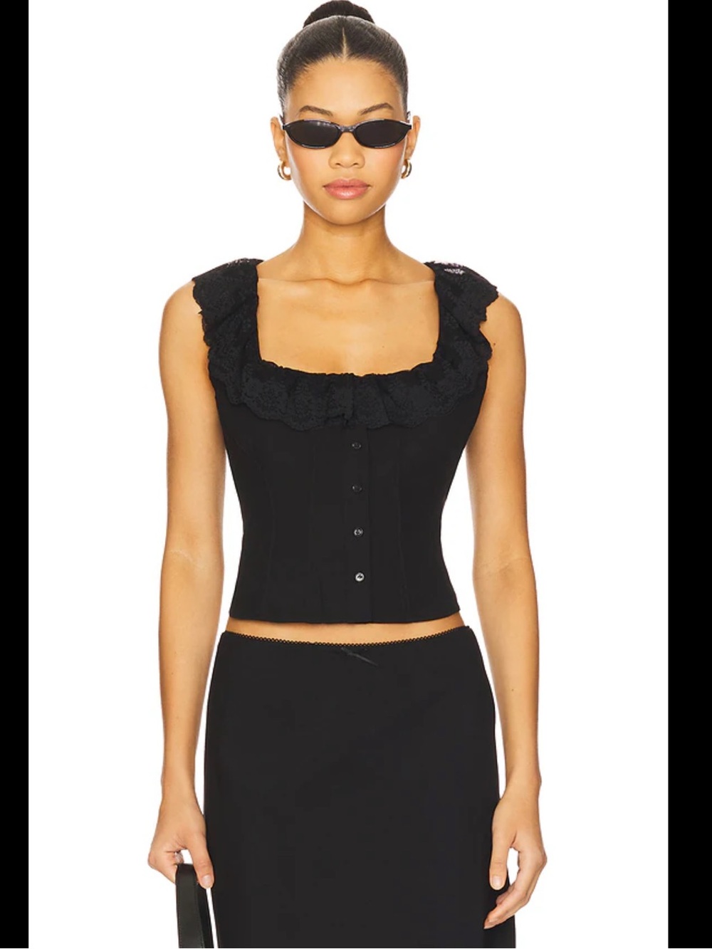 Danielle Guizio Black Midi Skirt and Top - Picture 4 of 7